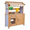 Natural Fir Wood Kids Mud Kitchen with Sunshade and 2 Gas Stoves